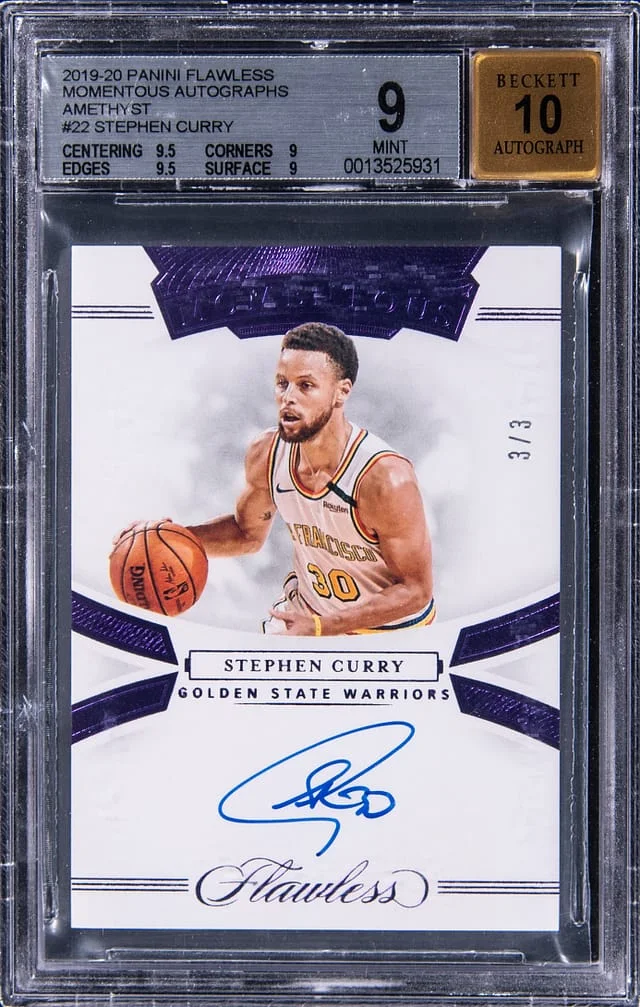 2019-20 Panini Flawless Stephen Curry Momentous Autographs Amethyst #22 card image
