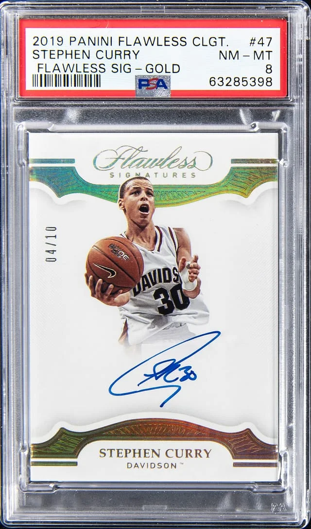 2019-20 Panini Flawless Stephen Curry Collegiate Flawless Signature Gold #47 card image