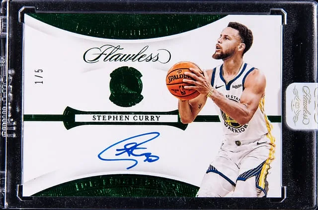 2019-20 Panini Flawless Stephen Curry Distinguished Autographs Emerald #DA-SCY card image