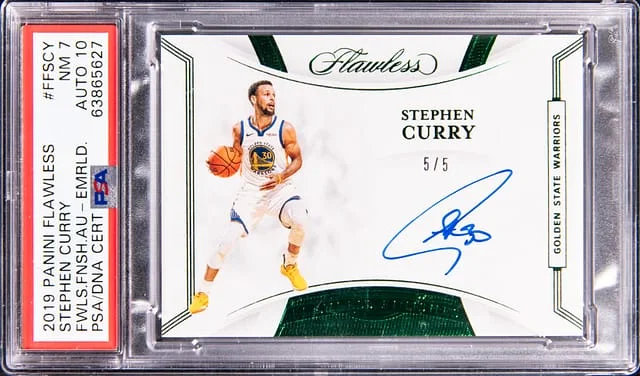 2019-20 Panini Flawless Stephen Curry Finishes Autographs Emerald #FF-SCY card image