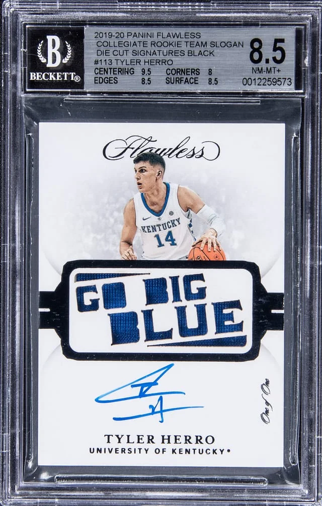 2019-20 Panini Flawless Tyler Herro Collegiate Team Slogan Die Cut Signatures Black #113 card image