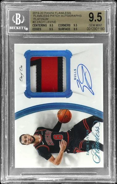 2019-20 Panini Flawless Zach LaVine Patch Autographs Platinum #PA-ZLV card image