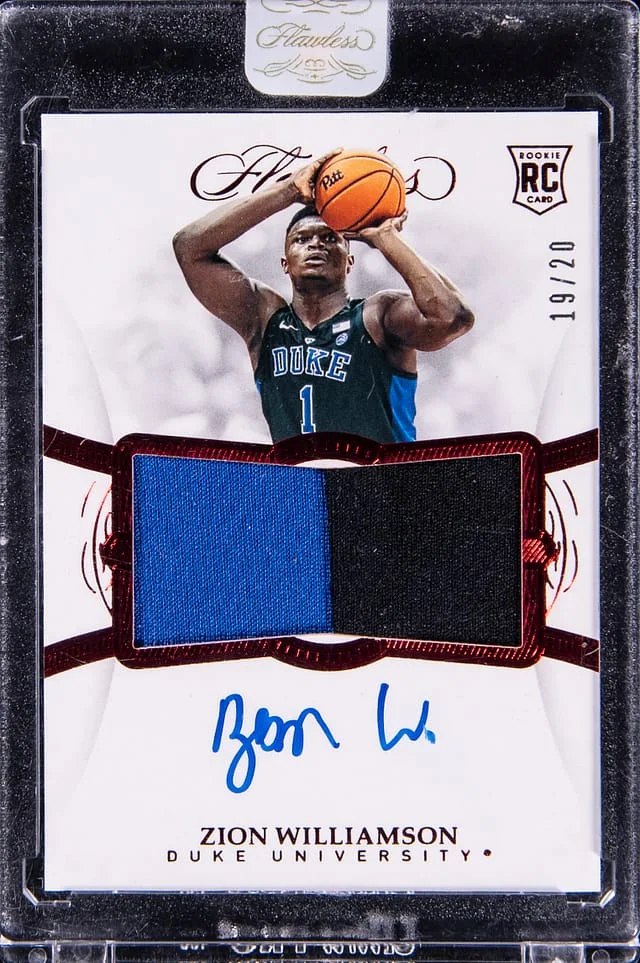 2019-20 Panini Flawless Zion Williamson Collegiate Patch Autograph (RPA) #140 card image