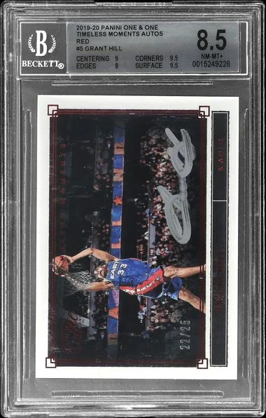 2019-20 Panini Grant Hill One & One Timeless Moments Autographs Red #TM-GHL card image