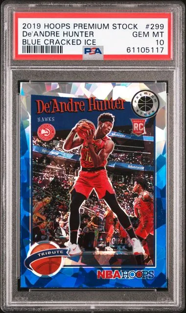 2019-20 Panini Hoops De'Andre Hunter Blue Cracked Ice #299 card image