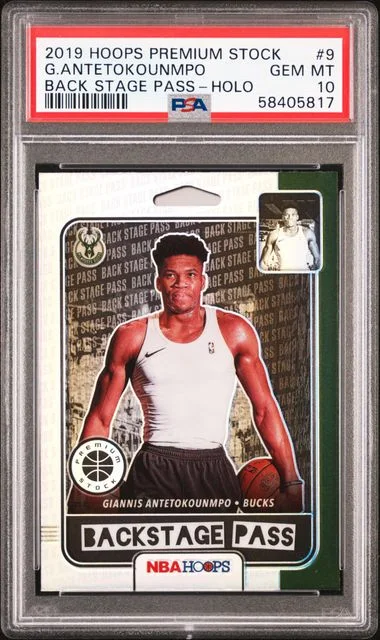 2019-20 Panini Hoops Giannis Antetokounmpo Back Stage Pass Holo #9 card image
