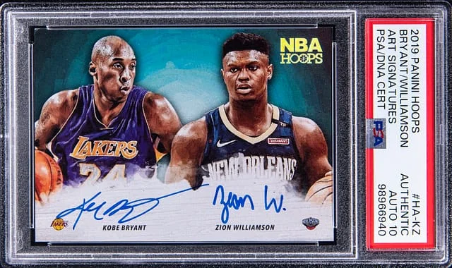 2019-20 Panini Hoops Kobe Bryant/Zion Williamson Art Signatures #HA-KZ card image