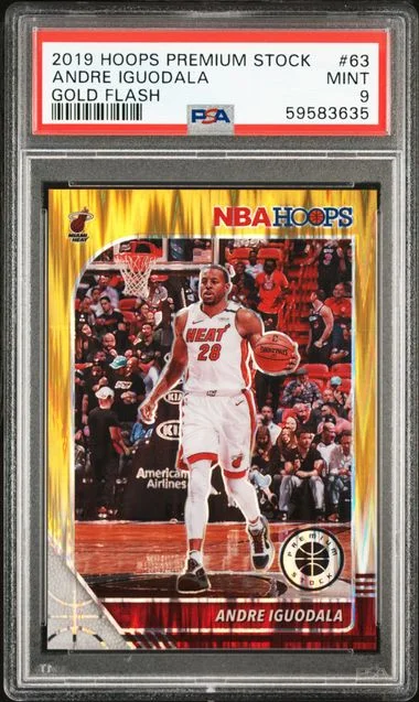 2019-20 Panini Hoops Premium Stock Andre Iguodala Gold Flash Prizm #63 card image