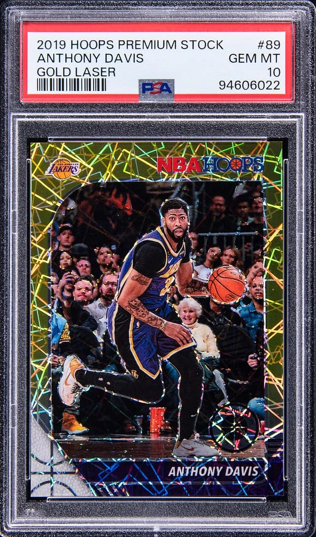 2019-20 Panini Hoops Premium Stock Anthony Davis Gold Laser #89 card image