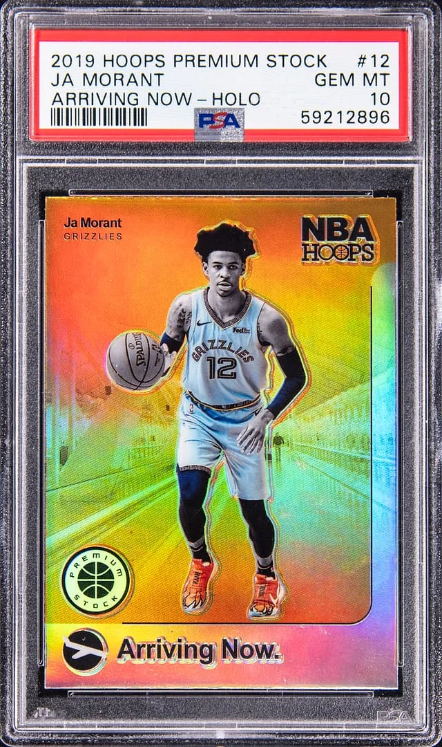 2019-20 Panini Hoops Premium Stock Ja Morant Arriving Now Hologram #12 card image