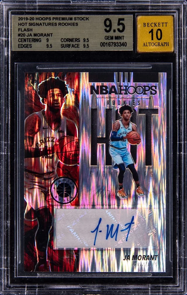 2019-20 Panini Hoops Premium Stock Ja Morant Hot Signatures Rookies Flash #HS-JAM card image