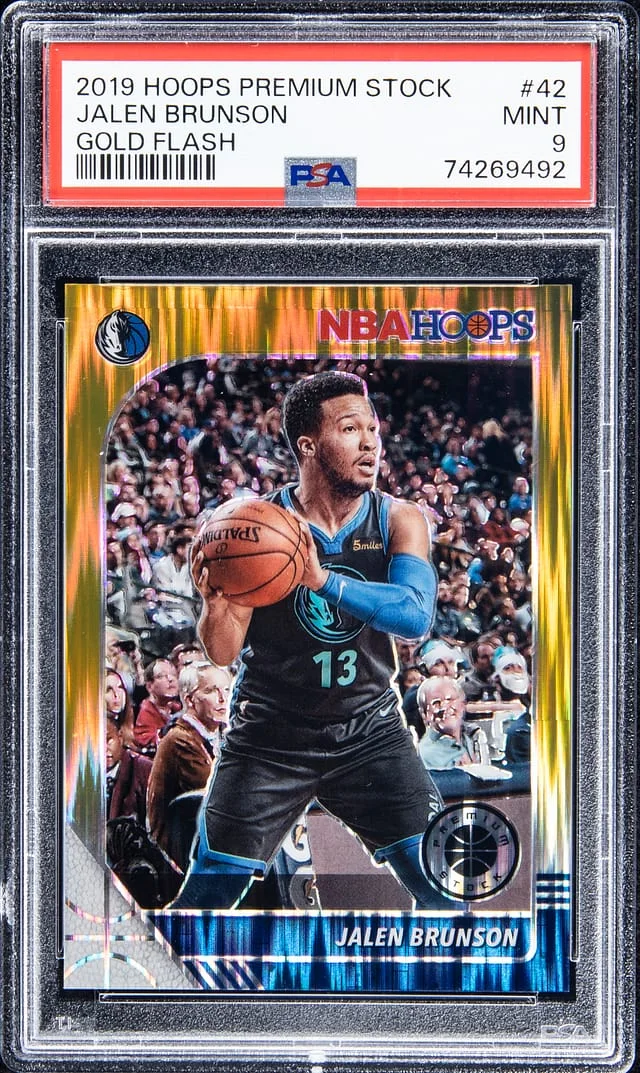 2019-20 Panini Hoops Premium Stock Jalen Brunson Gold Flash Prizm #42 card image