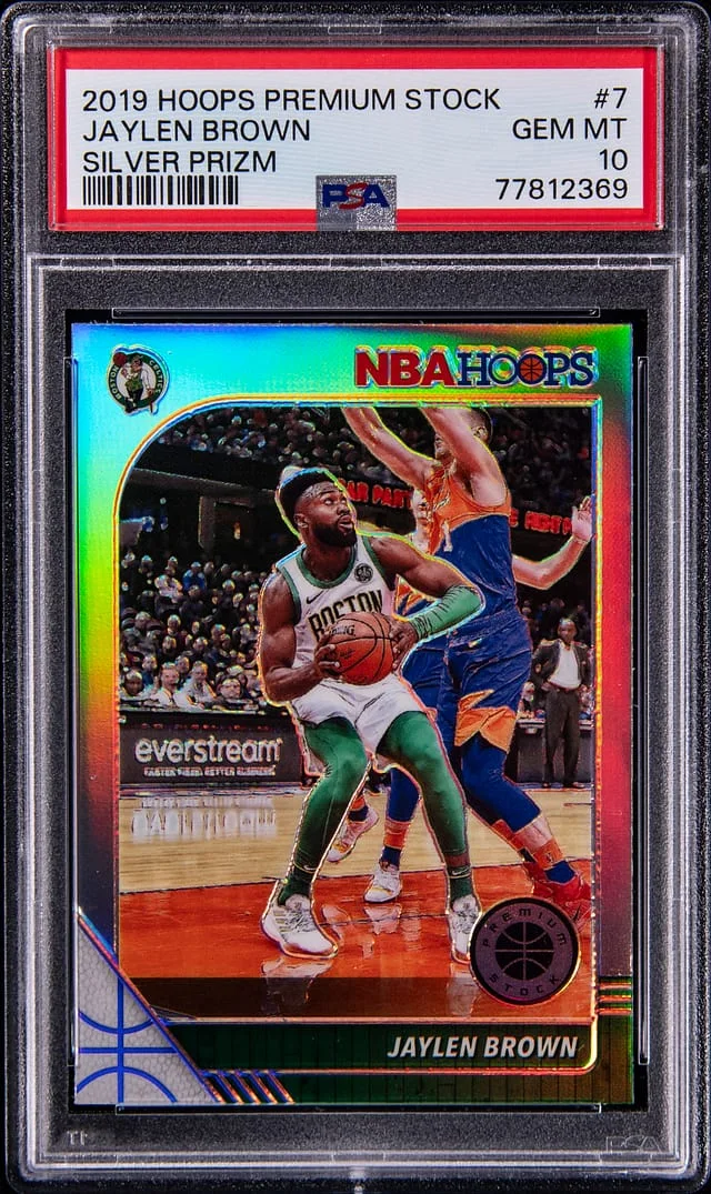 2019-20 Panini Hoops Premium Stock Jaylen Brown Silver Prizm #7 card image