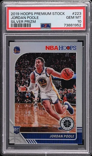 2019-20 Panini Hoops Premium Stock Jordan Poole Silver Prizm #223 card image