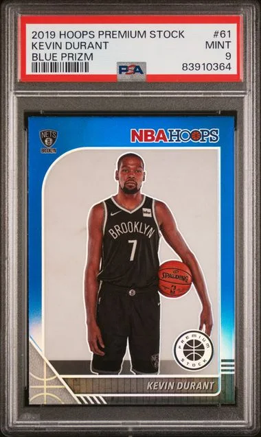 2019-20 Panini Hoops Premium Stock Kevin Durant Blue Prizm #61 card image