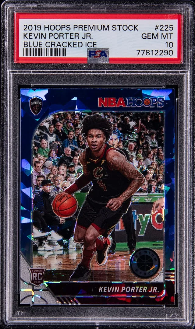 2019-20 Panini Hoops Premium Stock Kevin Porter Jr. Blue Cracked Ice #225 card image