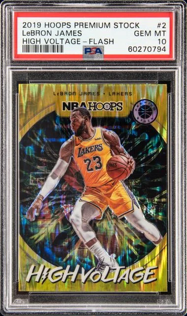2019-20 Panini Hoops Premium Stock LeBron James High Voltage Flash Prizm #2 card image