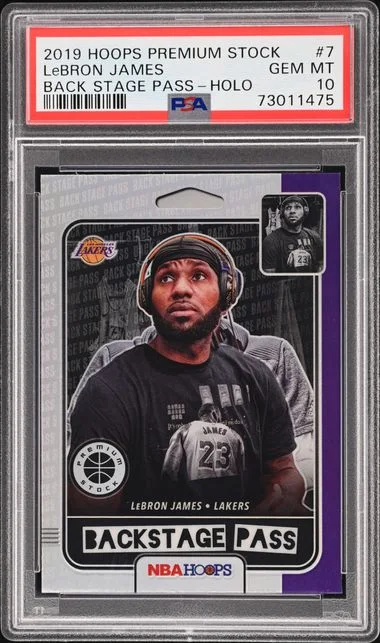 2019-20 Panini Hoops Premium Stock LeBron James Back Stage Pass Holo #7 card image