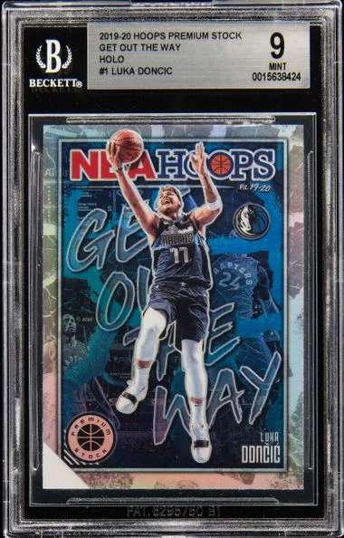2019-20 Panini Hoops Premium Stock Luka Doncic Get Out The Way Holo #1 card image