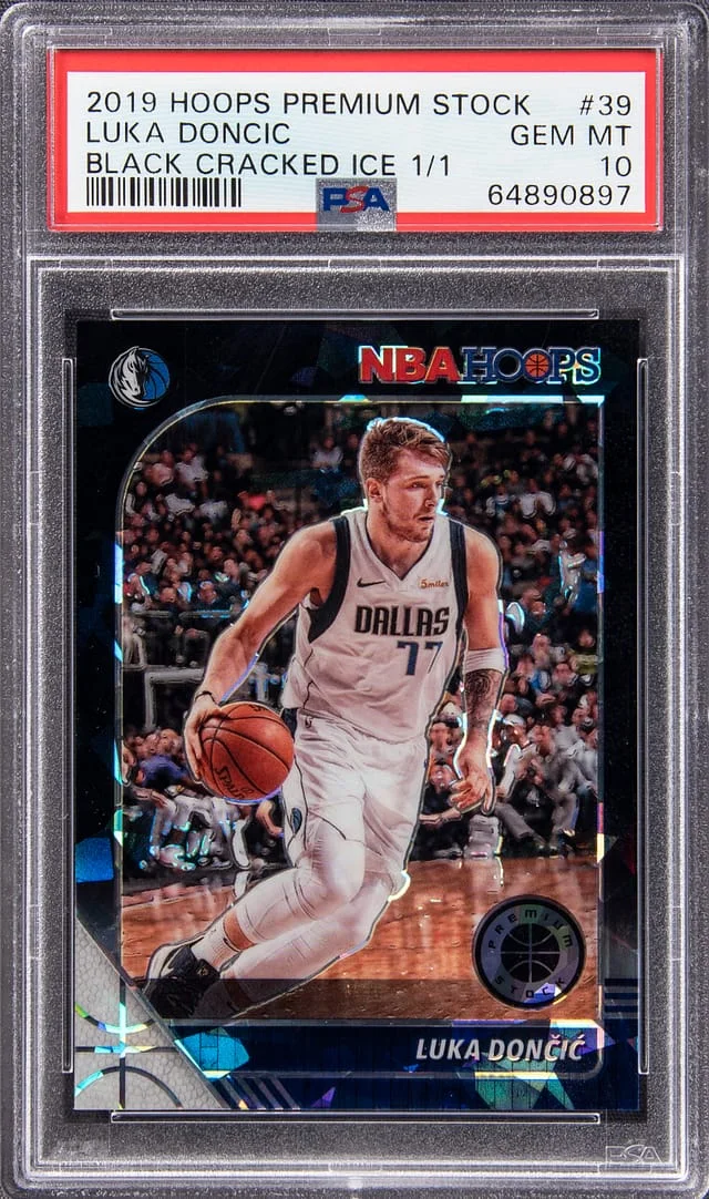 2019-20 Panini Hoops Premium Stock Luka Doncic Black Cracked Ice #39 card image
