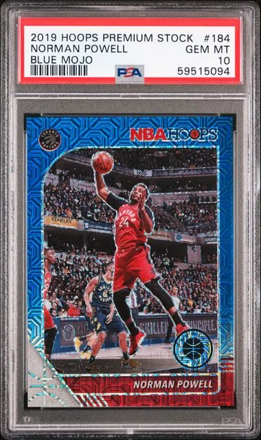 2019-20 Panini Hoops Premium Stock Norman Powell Blue Mojo Prizm #184 card image