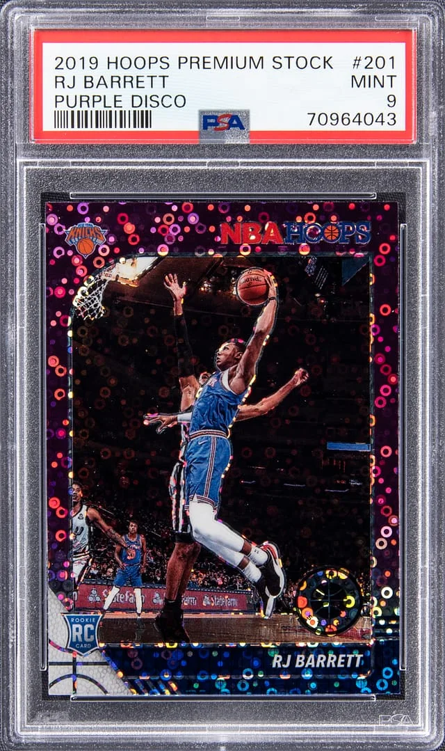 2019-20 Panini Hoops Premium Stock RJ Barrett Purple Disco #201 card image
