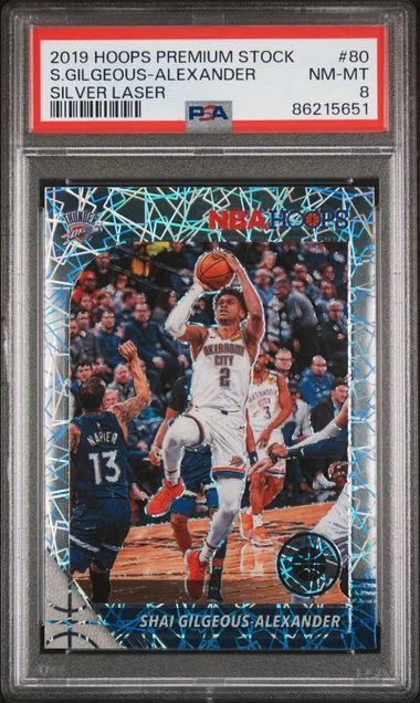2019-20 Panini Hoops Premium Stock Shai Gilgeous-Alexander Silver Laser #80 card image