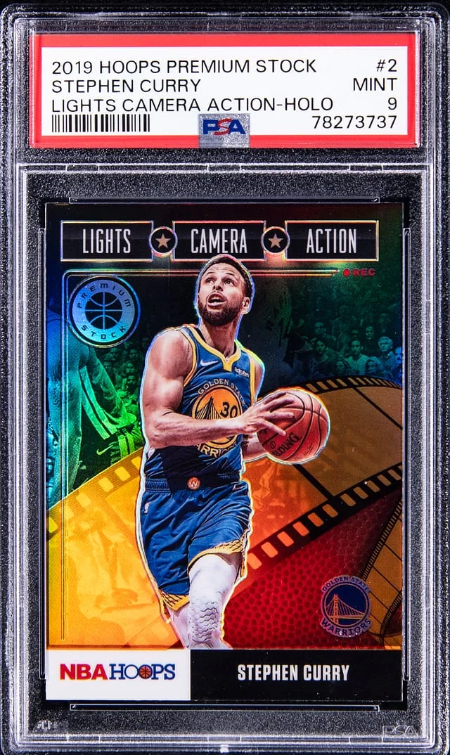 2019-20 Panini Hoops Premium Stock Stephen Curry Lights Camera Action Holo #2 card image