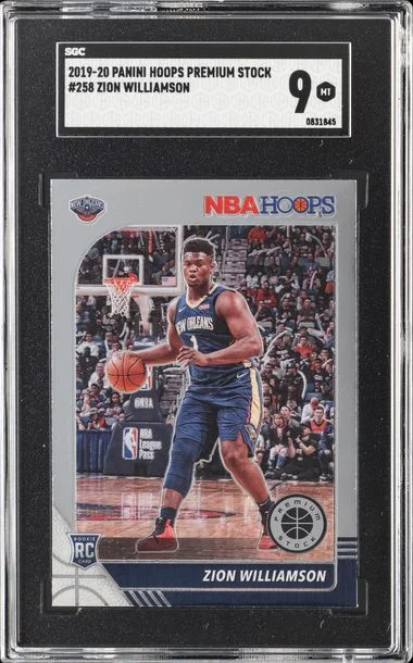 2019-20 Panini Hoops Premium Stock Zion Williamson Red Cracked Ice #258 card image