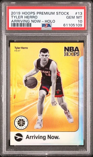 2019-20 Panini Hoops Tyler Herro Arriving Now Holo #13 card image