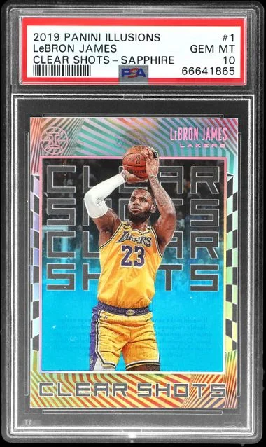 2019-20 Panini Illusions LeBron James Clear Shots Sapphire #1 card image