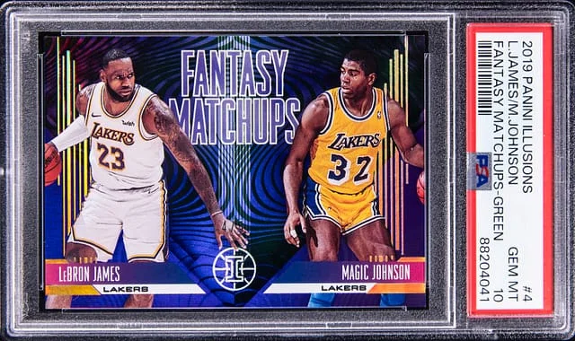 2019-20 Panini Illusions LeBron James/Magic Johnson Fantasy Matchups Green #4 card image