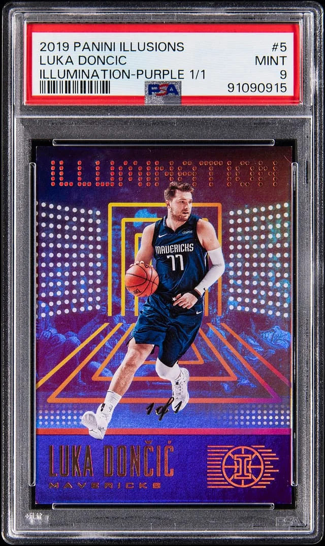 2019-20 Panini Illusions Luka Doncic Illumination Purple #5 card image