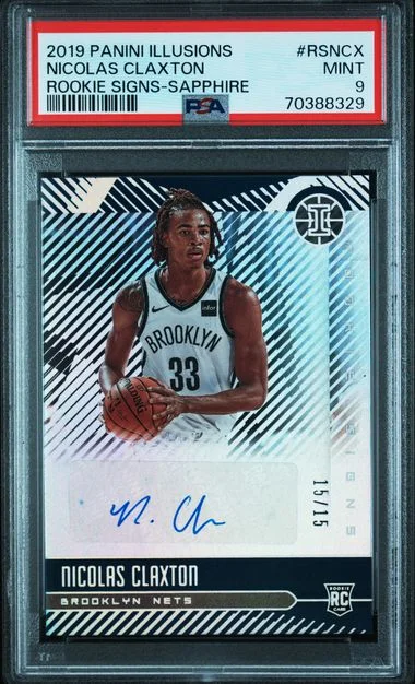2019-20 Panini Illusions Nicolas Claxton Signs Sapphire #RS-NCX card image