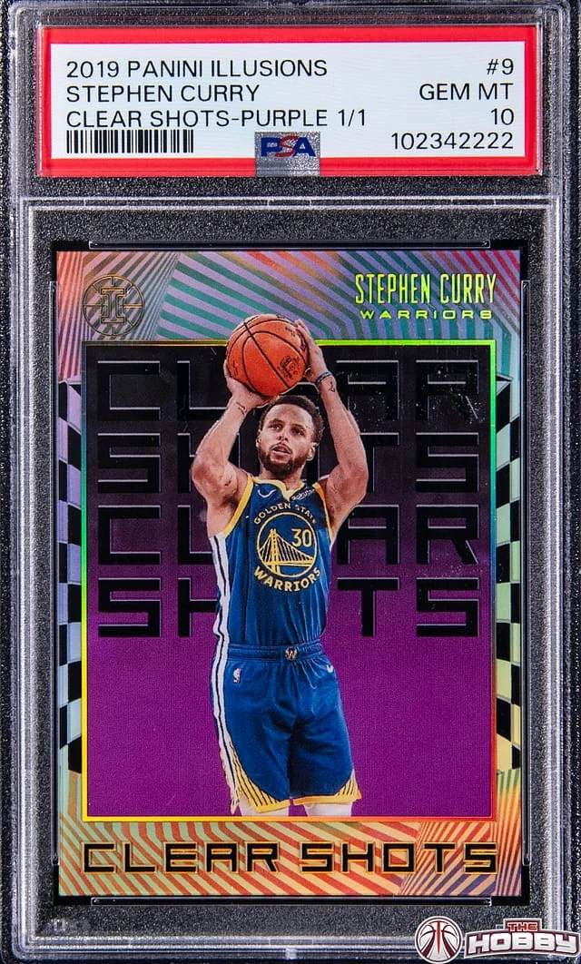 2019-20 Panini Illusions Stephen Curry Clear Shots Purple #9 card image
