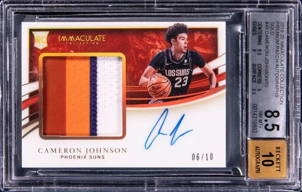 2019-20 Panini Immaculate Cameron Johnson Premium Patch Autographs Gold #48 card image