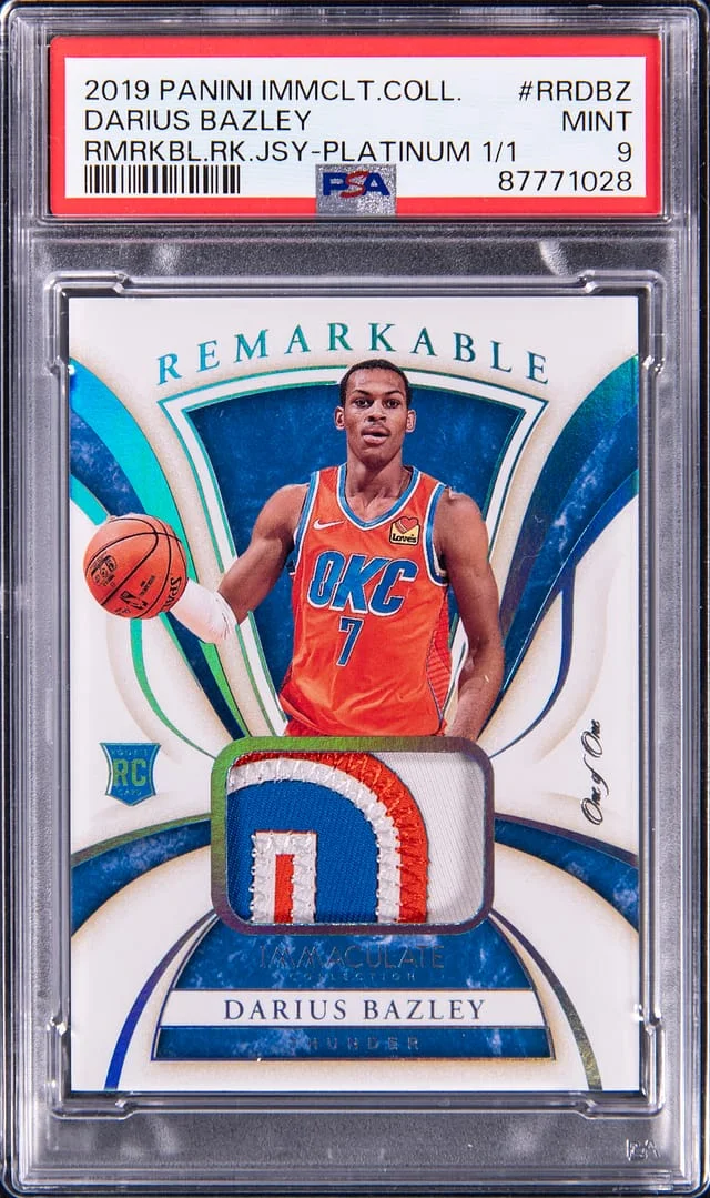 2019-20 Panini Immaculate Collection Darius Bazley Remarkable Jerseys Platinum #RR-DBZ card image