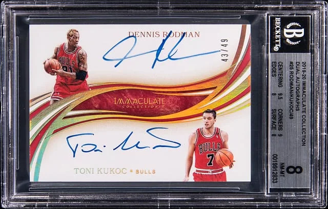 2019-20 Panini Immaculate Collection Dennis Rodman/Toni Kukoc Dual Autographs #DA-DT card image