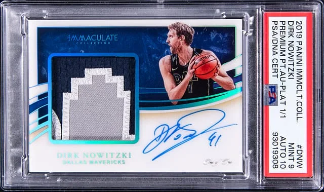 2019-20 Panini Immaculate Collection Dirk Nowitzki Premium Patch Autograph Platinum #PPA-DNW card image