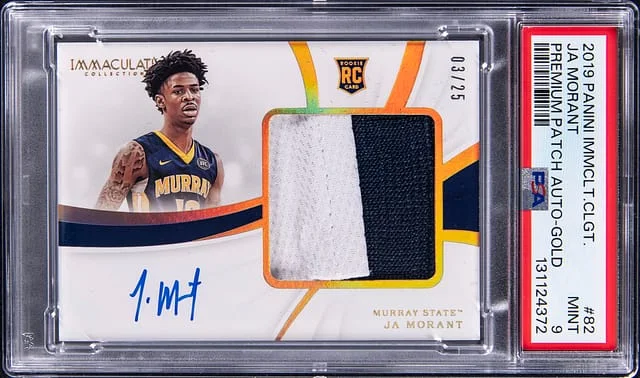 2019-20 Panini Immaculate Collection Ja Morant Patch Autograph Gold #82 card image