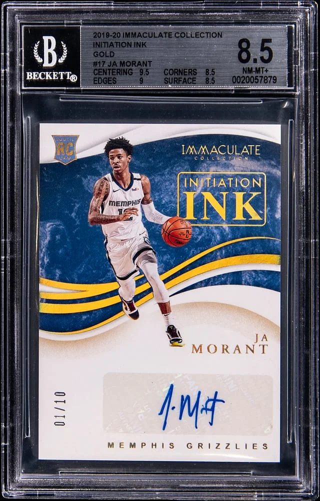2019-20 Panini Immaculate Collection Ja Morant Initiation Ink Gold #INI-JMT card image