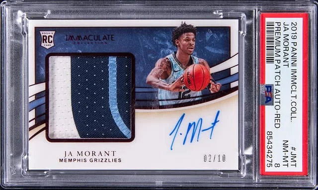 2019-20 Panini Immaculate Collection Ja Morant Premium Patch Autograph Red #PPA-JMT card image