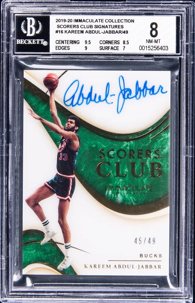 2019-20 Panini Immaculate Collection Kareem Abdul-Jabbar Scorers Club Signatures #SC-KAJ card image