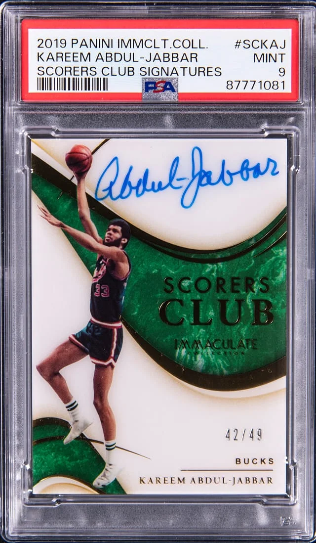 2019-20 Panini Immaculate Collection Kareem Abdul-Jabbar Scorers Club Signatures #SCKAJ card image