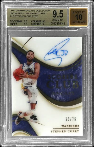 2019-20 Panini Immaculate Collection Stephen Curry Scorers Club Signatures #SC-SCY card image