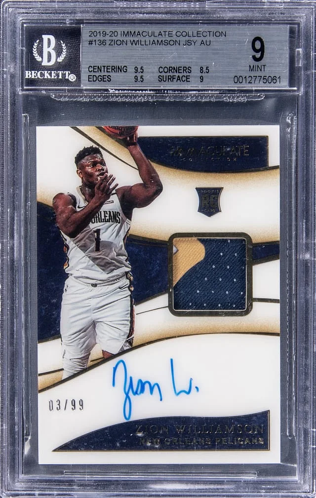 2019-20 Panini Immaculate Collection Zion Williamson Patch Autograph (RPA) #136 card image
