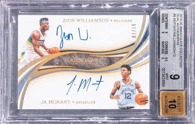 2019-20 Panini Immaculate Collection Zion Williamson/Ja Morant Dual Autographs #DA-ZJ card image