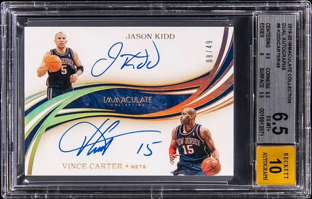 2019-20 Panini Immaculate Jason Kidd / Vince Carter Collection Dual Autographs #6 card image