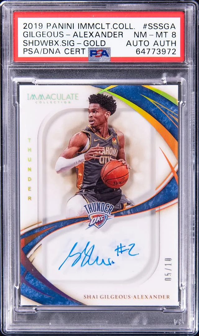 2019-20 Panini Immaculate Shai Gilgeous-Alexander Shadowbox Signatures Gold #SSSGA card image