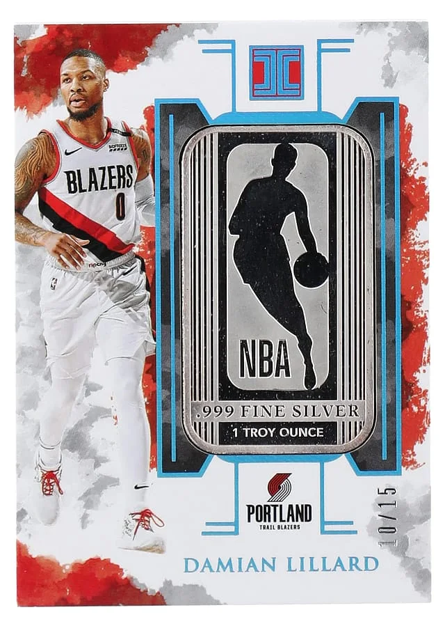 2019-20 Panini Impeccable Damian Lillard Silver Troy Ounce #43 card image